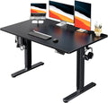 HUANUO Electric Standing Desk, Whole Piece Desktop, Adjustable Height Computer Desk, 4 Height Memory Settings, Sit Stand Up Desk for Home Office, 48" x 30", Black