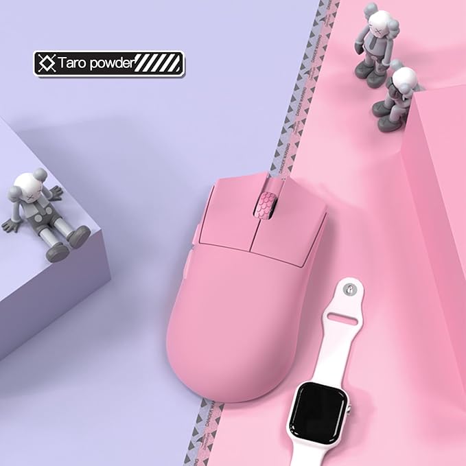 Darmoshark M3SMAX Wireless Gaming Mouse,Tri-Mode 2.4G/USB-C/Bluetooth Mouse Up to 30000DPI,PAW3950 Optical Sensor Lightweight 51g,5 programmable Button,Computer Mouse for Laptop,PC,Windows,Mac(Pink)