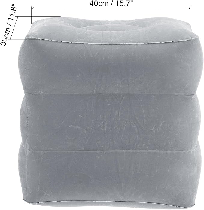 PATIKIL Travel Foot Rest Pillow, Inflatable Foot Rest Mat Adjustable 3 Layers Height Sleep Flights Leg Rest Pillow for Airplane Train Office, Gray