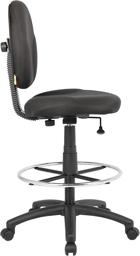 Boss Office Products Stand Up Fabric Drafting Stool Without Arms in Black (B1690-BK)