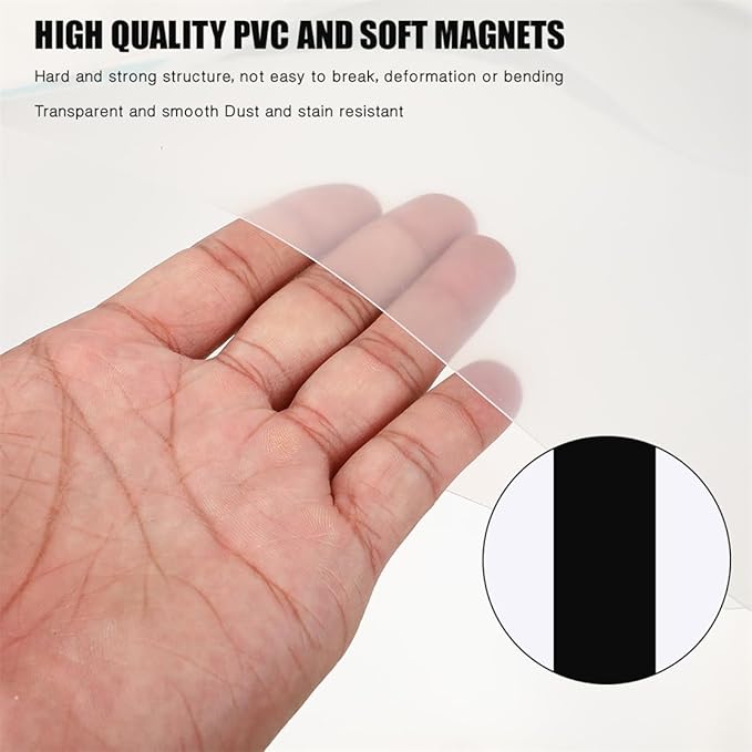 Magnetic Sign Holder 5 Pack Clear Document Frames 11X8.5’’ Magnetic Poster Paper Holder Self-Adhesive Wall Display Frame with Strong Magnet Strip for Store Home Office