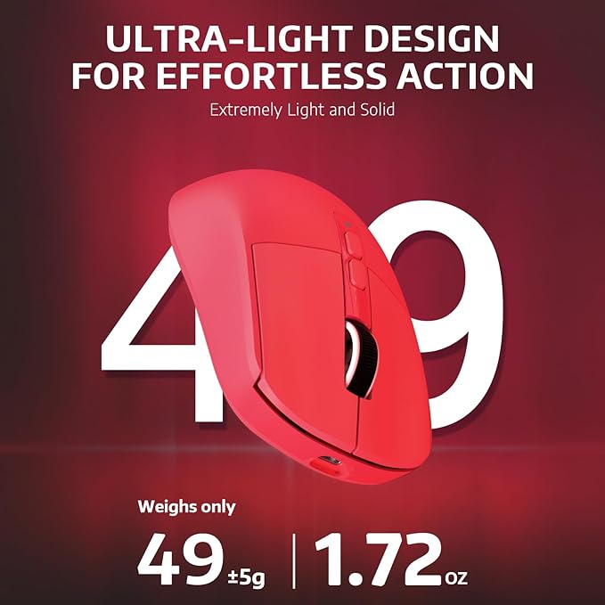 Attack Shark X6 49g Superlight Wireless Gaming Mouse with Magnetic RGB Charging Base, Ultralight Mice PixArt PAW3395 Sensor, 26000DPI, BT/2.4G Wireless/Wired Mouse, 200Hrs Battery for Win/Mac (Red)