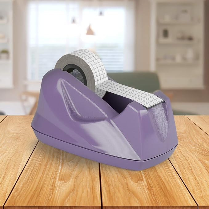 Acrimet Premium Desktop Tape Dispenser, Plastic, Non-Skid Base (Heavy Duty) (Purple Color)
