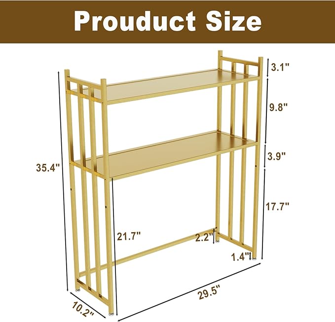 29.5" Desk Shelf, 2-Tier Desktop Hutch Bookshelf, Metal Display Rack Countertop Storage Organizer Shelf for Home Office