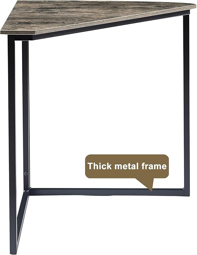 VECELO Corner Desk,Office Tables for Living Room for Small Space Triangle Computer Desk with Steel Frame Corner Shelves with Metal Frame Writing Desk for Workstation Classic Grey 33.1" 2 Set
