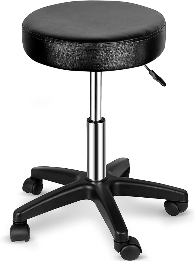 Nova Microdermabrasion Rolling Stool with Wheels Swivel Salon Stool Adjustable Drafting Tattoo Office Chair for Massage Bar Kitchen Spa Shop with Thick Cushion
