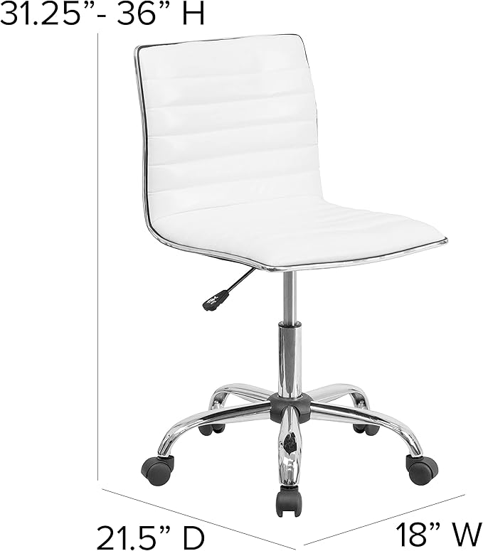 Flash Furniture Park 48" Wide Black Electric Height Adjustable Standing Desk with Designer Armless White Ribbed Swivel Task Office Chair