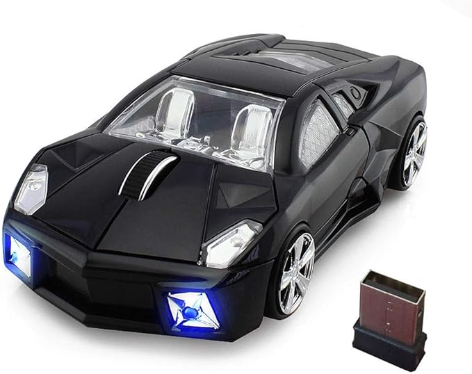 Jinfili 2.4GHz Sports Car Wireless Mouse Optical Cool 1600DPI 3D USB Wireless Gaming Mice for Pc Laptop Windows 10