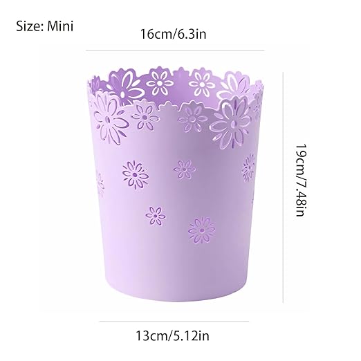 Mini Wastebasket 1 Gallons Small Purple Trash can Office Plastic Garbage Can for Bathroom Vanity, Desktop, Office or Kids Rooms (Purple, Mini)