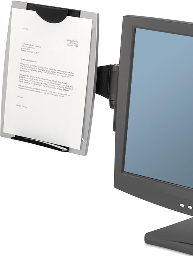 Fellowes(R) Office Suites Monitor Mount Copyholder, Black/Silver (8033301)