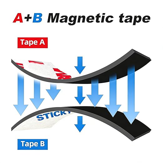 CHUNNIAO A+B Paired Magnetic Strips 1x3x0.08,16 Pairs,Adhesive Magnets for DIY Crafts in Classroom/Home/Kitchen