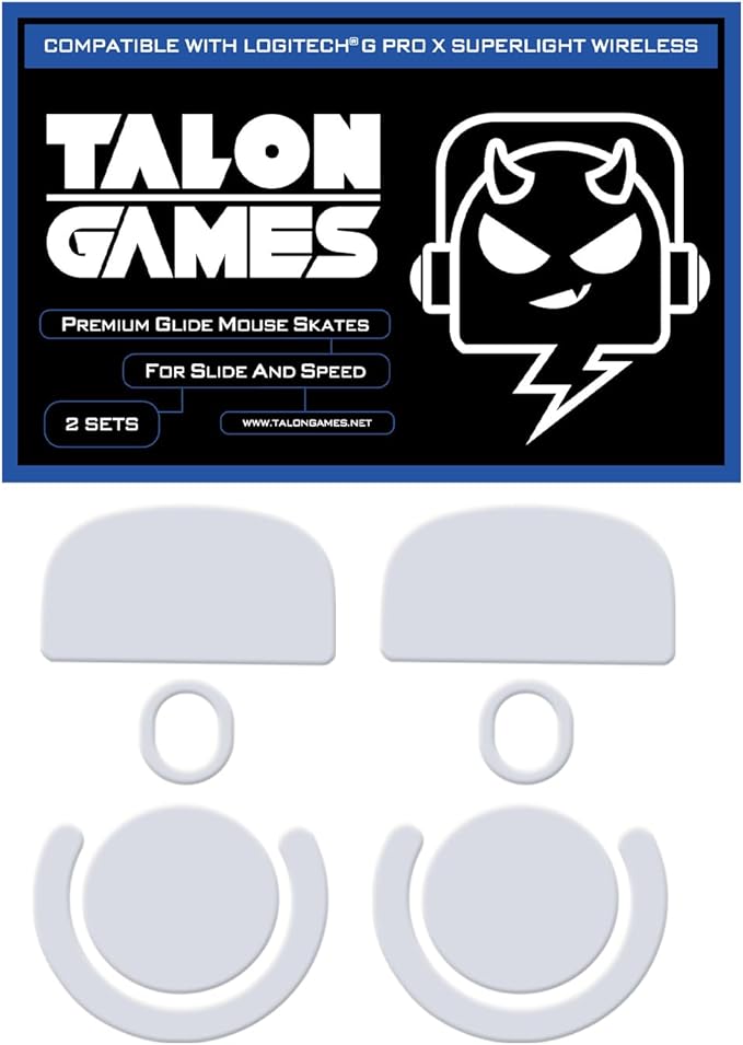 2Sets of TALONGAMES Rounded Curved Edges Mouse Feet Skates Compatible with Logitech G PRO X Superlight Wireless GPX Gaming Mouse Feet Replacement,0.8mm,Pure PTFE Material with Super Smooth Glide Pads