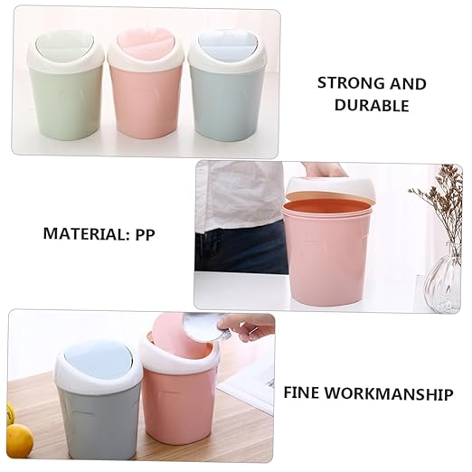 KOMBIUDA 3pcs Desk Trash Can Mini Bedroom Waste Bin Slim Trash Bin for Car Home Trash Can Desktop Waste Container