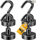 DIYMAG Black Magnetic Hooks, 85 LB Heavy Duty Strong Magnets with Hook, Rare Earth Neodymium Magnet Magnetics for Cabins Cruise Ship Essentials 4 Packs