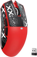 MAMBASNAKE Attack Shark X11SE Lightweight Wireless Gaming Mouse, Tri-Mode 2.4G/USB-C Wired/BT, 22K DPI, PAW3311 Optical Sensor, 59g, 5 Programmable Buttons, 300mAh Battery for PC/Mac(Red-Griptape)