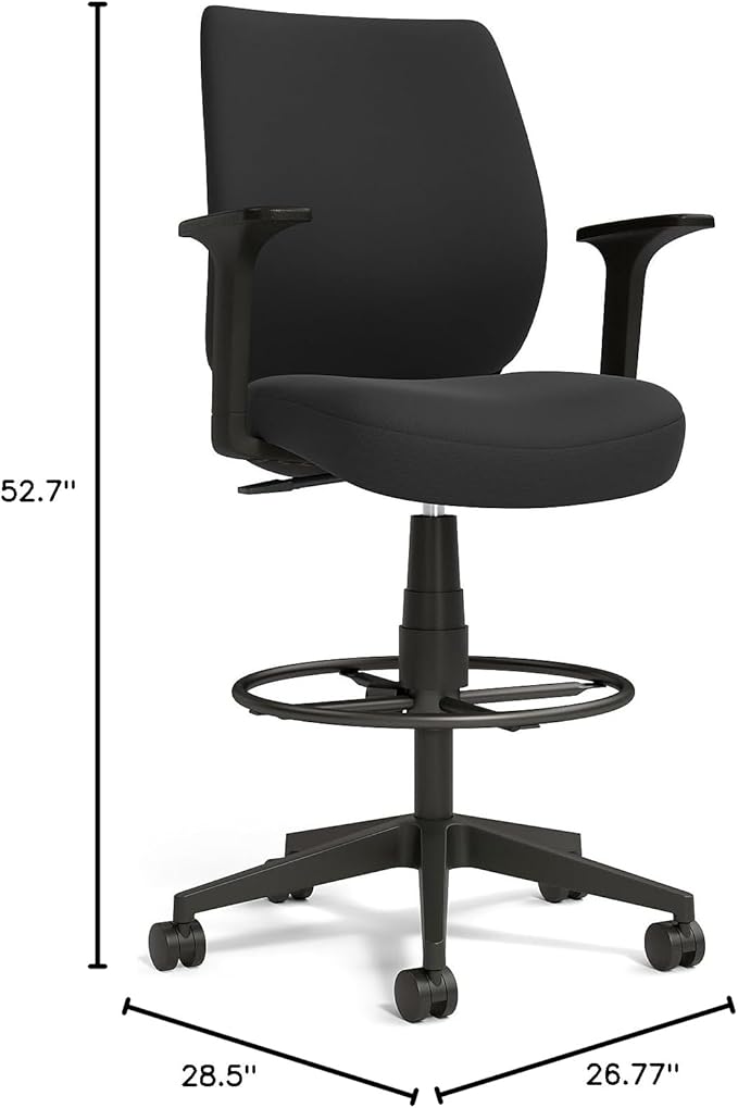 STAPLES Drafting Stool, Fabric, Footrest, Black