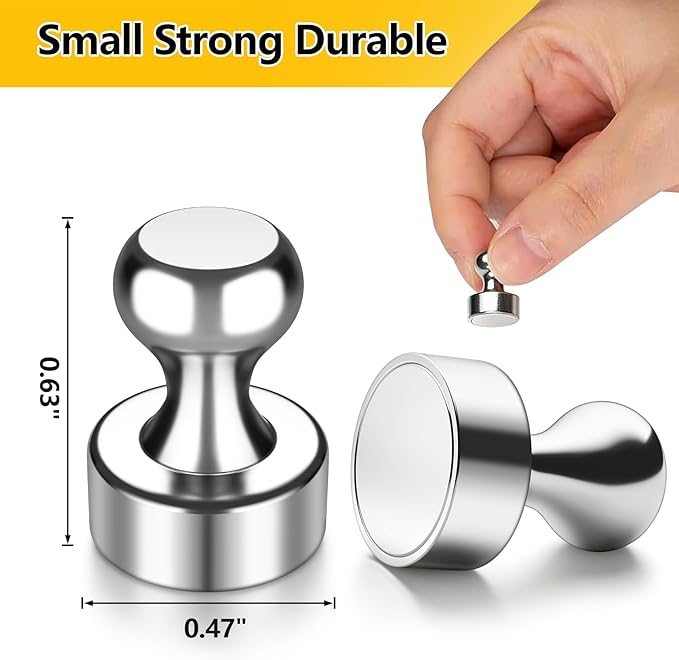 16 Pcs Fridge Magnets, Refrigerator Magnets, Small Strong Magnets, Whiteboard Magnets for Fridge, Magnetic Push Pins for Locker, Kitchen Decor and Accessories, Office, Classroom Organization