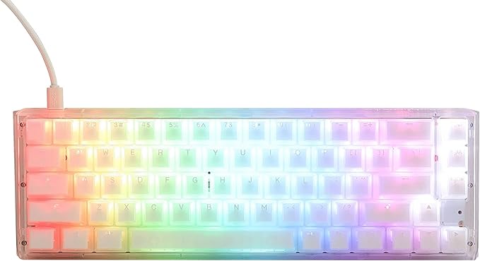 Ducky One 3 SF Aura 65% Mechanical Keyboard: Quack Mechanics Dampening, Hot-Swappable Cherry MX Red Switches, High-Density PBT Tripleshot Keycaps, RGB, US, White