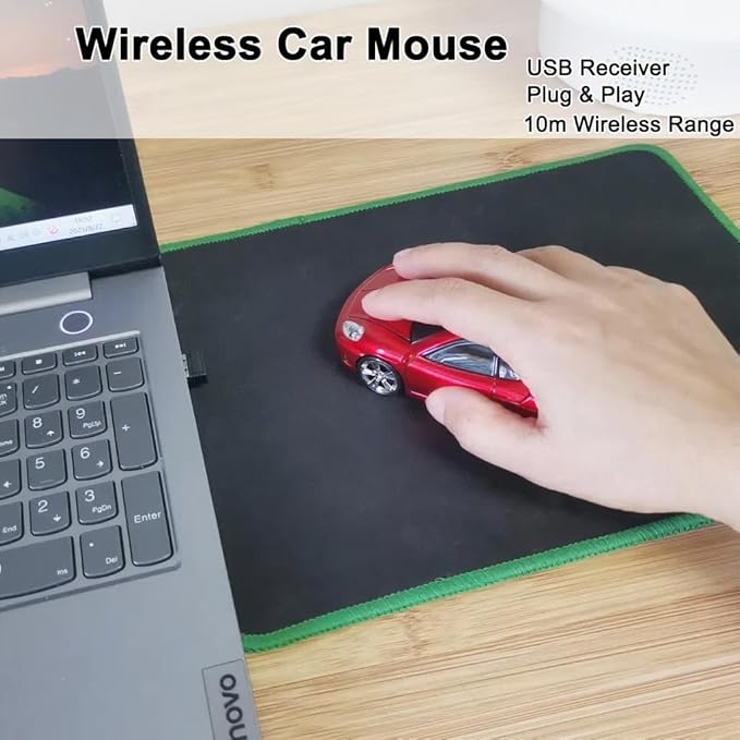 Wireless USB Optical Mouse, Red, 1600 DPI, 10m Operation Distance, Plug and Play