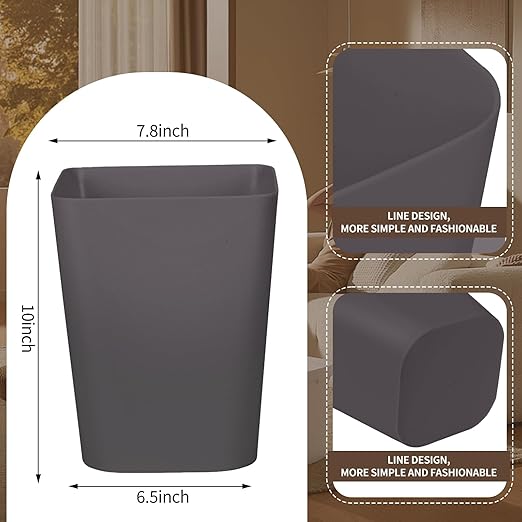 Small Trash Can - Plastic Waste basketbin - for Office,Home,Bathroom,Kitchen - 1.8 Gallon - Coffee Color