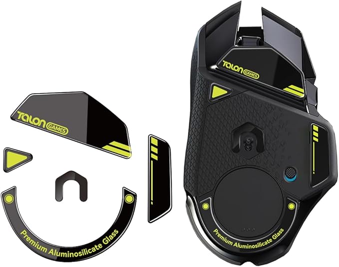 TALONGAMES Curved Edges Ultra Strong Glass Mouse Feet Skates Compatible with Logitech G502 Wireless Gaming Mouse Feet Replacement,Super Smooth Glide Fast and Durable Sole (Black)