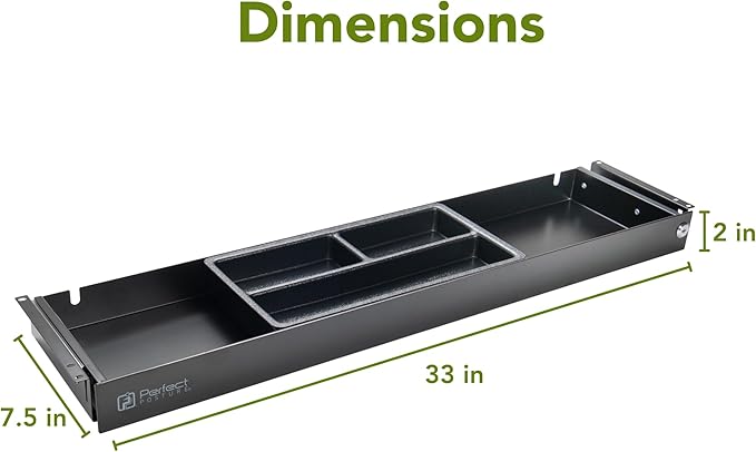 PERFECT POSTURE Under Desk Storage Drawer With Lock – Slim Pen & Pencil Drawer for Regular & Sit-Stand Standing Desks, Black (33” x 7.5”)