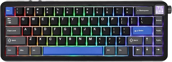 EPOMAKER HE65 Mag Wireless Magnetic Keyboard with Knob and Screen, 8K Polling Rate in 2.4Ghz and Wired, Actuation-Adjustable Hall Effect Switch, 8000mAh Battery, Creamy Gasket-Mount (Black)