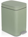 rejomiik Small Bathroom Trash Can with Lid Slim Soft Close Garbage Can Step Wastebasket Container Trash Bin for Office Bedroom Kitchen Living Room (2.6 Gallon Light Green)