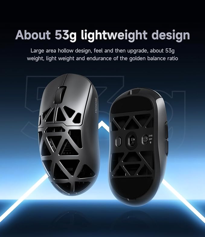 MCHOSE AX5 PRO MAX Wireless Gaming Mouse, 8KHz Polling Rate Focus PAW 3395 Optical Sensor - 26,000 DPI, 53g Lightweight - 170 Hr Battery, Magnesium Alloy Mice-Pink