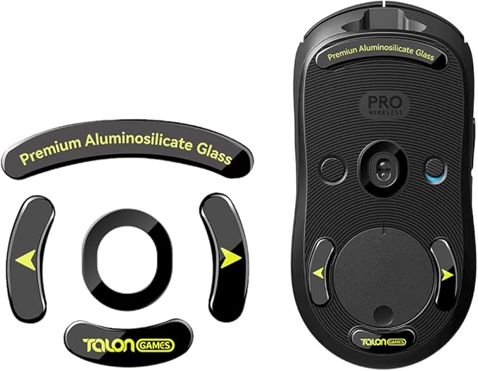 TALONGAMES Curved Edges Ultra Strong Glass Mouse Skates Feet Compatible with Logitech G PRO Wireless Gaming Mouse Feet Replacement, Super Smooth Glide Fast and Durable Sole