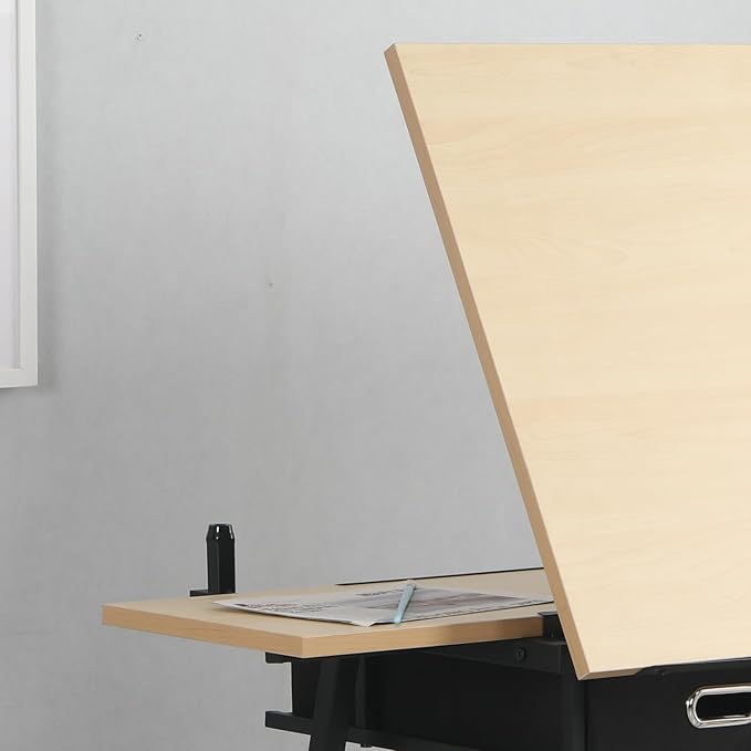 Drafting Table Art Table Adjustable Drawing Table Tilted Tabletop, Craft Table, with Storage Drawers and Stool, Crafting Desk with Storage for Painting Diamond Reading Writing Study (White B)