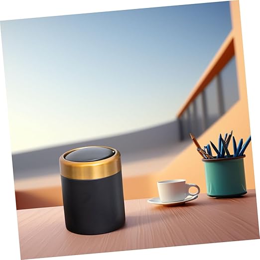 ABOOFAN Mini Stainless Steel Trash Can with Lid Compact Round Desktop Waste Bin for Bathroom Bedroom and Kitchen Slim Design for Small Spaces