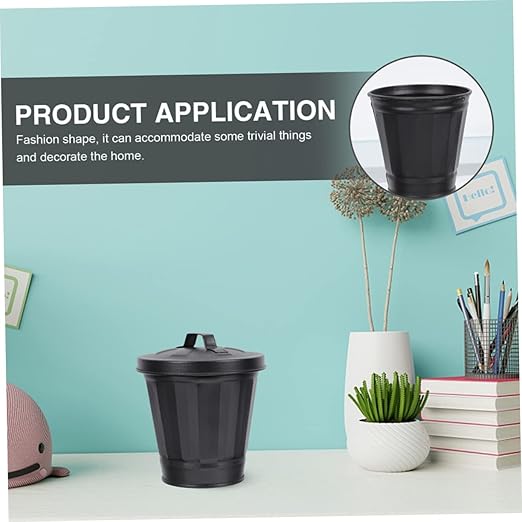 GLEAVI 2pcs Slim Metal Trash Cans Mini Desktop Garbage Bins Classic Farmhouse Style Decorative Wastebasket for Home Decor