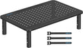 BONTEC 2 Pack 3 Height Adjustable Monitor Stand Riser with Pen Holder, Ergonomic Metal Laptop Stand with Cable Management, Desktop Stand for Computer, Printer (Black, 14.3” x 9.1”)