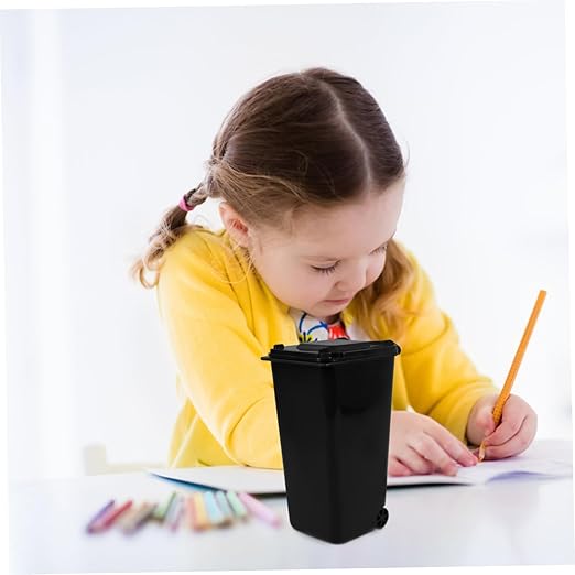 jojofuny Slim Trash Can Lid Desk Organizer Miniature Trash Bin for Desktop Compact Garbage Can for Office