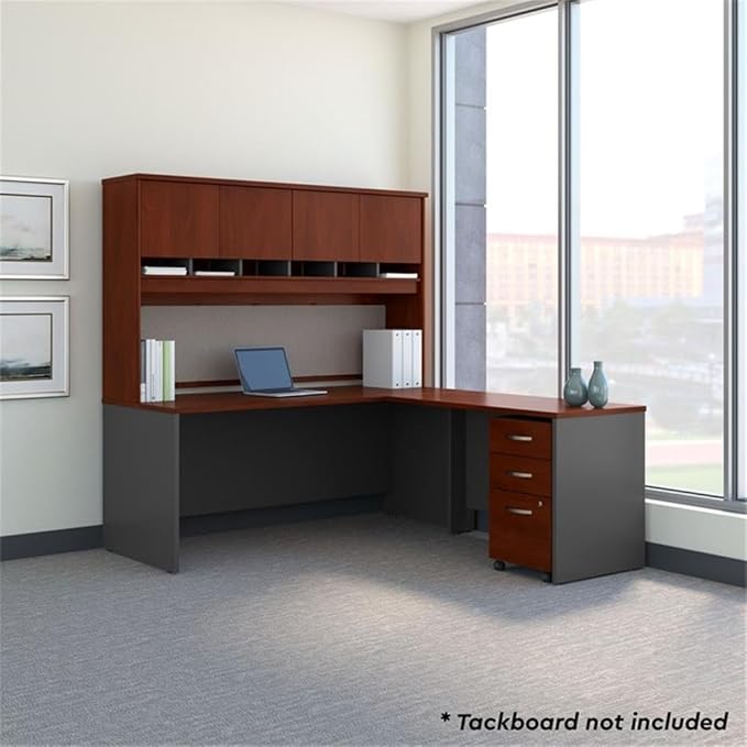 Bush Business Furniture Echo 56W Bookcase Desk in Charcoal Maple, Versatile Computer Table with Shelves for Home or Professional Office Space