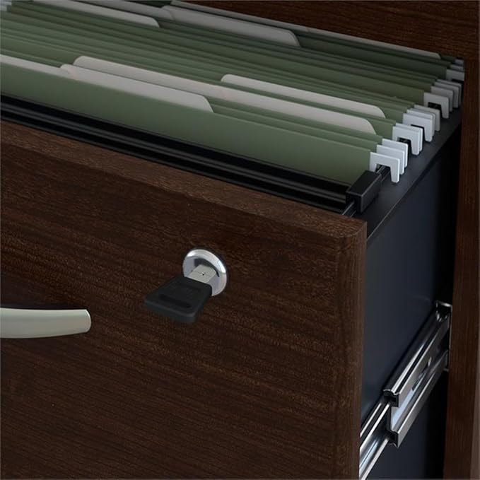 Bush Business Furniture Series C 72W x 30D Office Desk with Mobile File Cabinet in Mocha Cherry, Large Workstation with Rolling Storage Drawers for Workspace