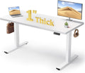 SIAGO Electric Standing Desk Adjustable - 60x28 Inch Sit Stand Desk with 1 Inch Thick Tabletop, Double Beam Frame, 3 Memory Height Adjustment, Cable Management for Home Office