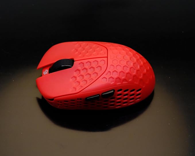 GWolves HTR Lightweight Wireless Fingertip Grip Gaming Mouse,~28Gram,8K-Report,Low Latency,PAW3395 26,000CPI,Nrf52840 CPU,6 Programmable Btns,On-Board Memory,PC/Mac and Laptop (Honeycomb, Red)