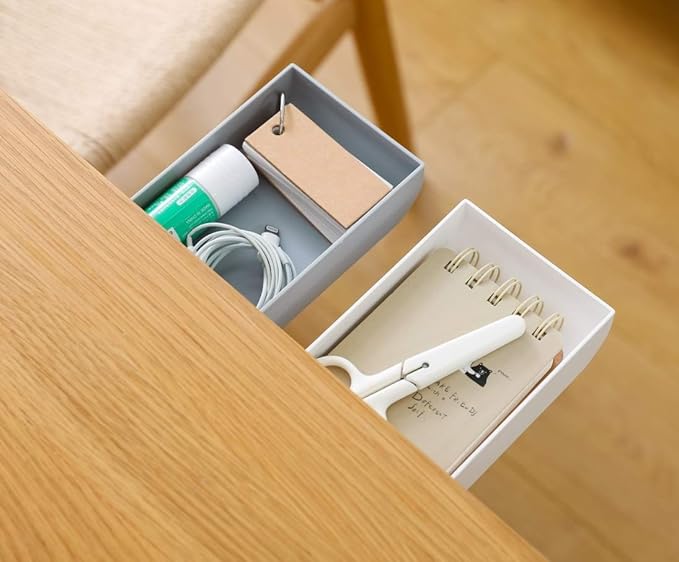 Drawer Pencil Tray Self-Adhesive Pop-Up Hidden Desktop Organizer Paste drawer-type storage pen box under the table Hidden paste pen barrel office stationery sundries storage box (white)