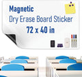 Large Magnetic Whiteboard Sticker Dry Erase Board for Wall - Adhesive Backing & No Ghosting 72" x 40" Dry Erase Board for Classroom Office Home Include Starter Kit