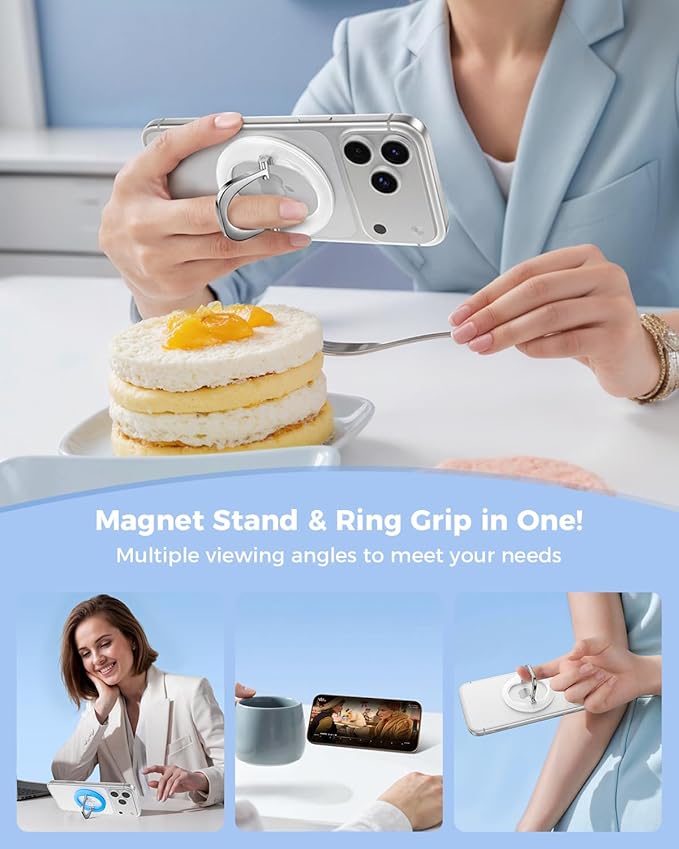 SUPERONE for MagSafe Phone Grip, Adjustable Magnetic Phone Ring Holder, Removable Finger Phone Ring Kickstand Compatible with MagSafe Accessories Only for iPhone 17/16/15/14/13/12 Series