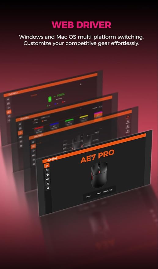 DAREU AE7 Pro Wireless Gaming Mouse with Charging Dock, 8K Polling, 30K DPI Custom P3950 Sensor, 62g Lightweight Right-Handed Mouse w/Tri-Mode connectivity,6 Programmable Buttons