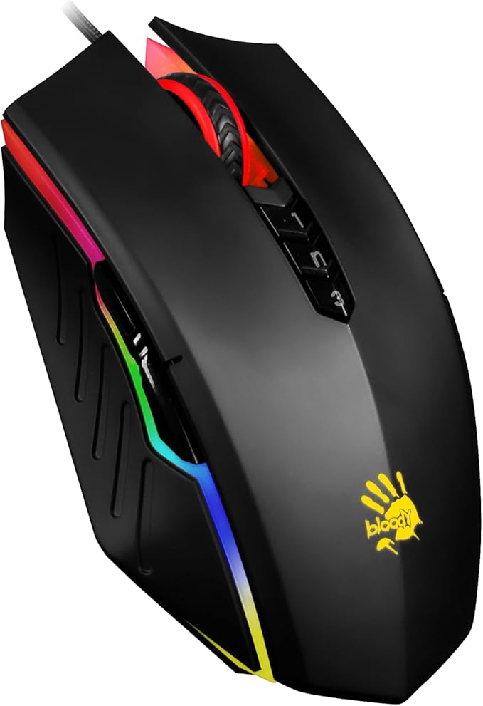 Bloody A70x Optical Gaming Mouse with Light Strike (LK) Switch & Scroll - Fully Programmable and Advance Macros (A70x-MatteBlack)