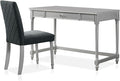 24/7 Shop at Home Eunie Modern 2-Piece Wood Storage Writing Desk with 1 Drawer and Upholstered Chair Set for Workstation, Home Office, Study Room, Silver