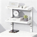 2-Tier Desk Shelf, Expandable Under Desk Storage, Clamp on Desk Shelf, Desktop Accessories for Offices, Study Rooms, and Game Rooms (White)