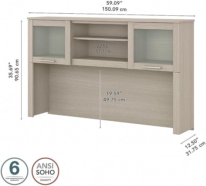 Bush Home Somerset 60W Desk Hutch in Sand Oak