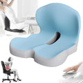 Memory Foam L-Shaped Integrated Seat Cushions, Back Cushion for Sciatica, Non-Slip Design, Machine-Washable Cover, for Car & Office(Blue)