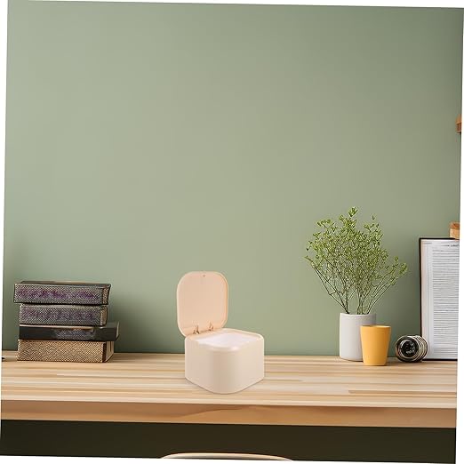 Slim Desktop Waste Bin Pressing Type Small Rubbish Can Lidded Garbage Bin for Table for Office Study Bedroom