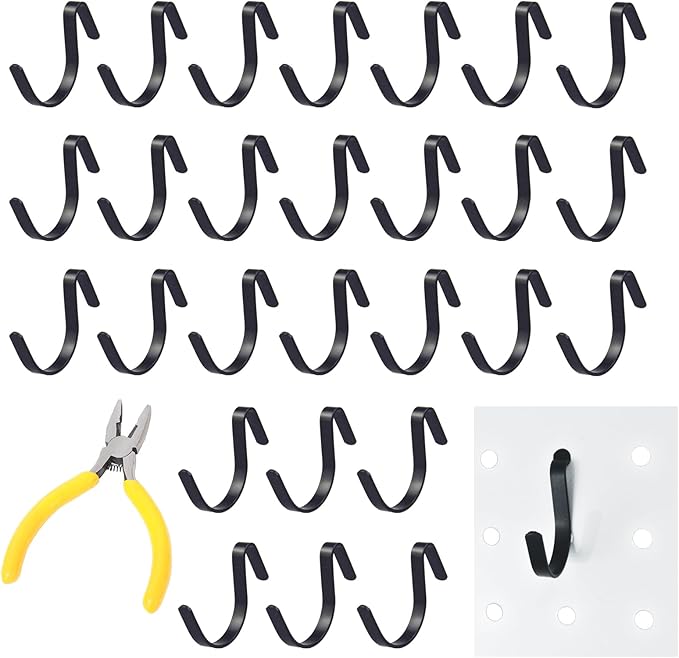 G.CORE Black Pegboard J Hooks Accessories - 80pcs Metal Peg Board Hooks for Hanging, Pegboard Wall Organizer Hangers, Fits 1/4 Slots, Tools Display Storage Holders for Garage Craft Office Organization